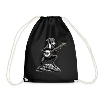 Greyhound Dog Bluegrass Banjo Player - Drawstring Bag - black - Front