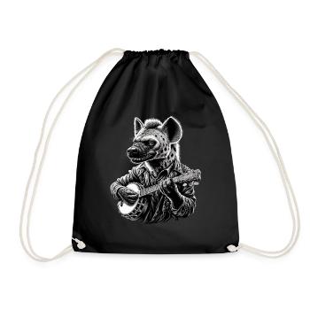 Hyena Animal Bluegrass Banjo Player - Drawstring Bag - black - Front