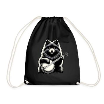 Keeshond Dog Joueur de banjo bluegrass - Sac de sport léger - noir - Devant