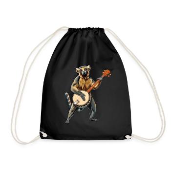 Lemur Ringtail Joueur de banjo bluegrass - Sac de sport léger - noir - Devant
