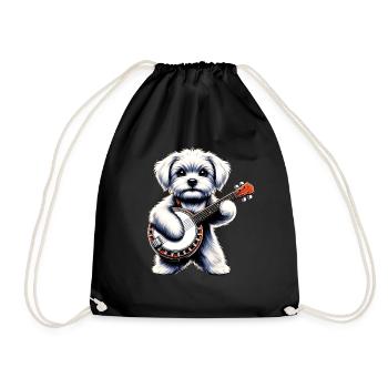 Chien maltais Joueur de banjo bluegrass - Sac de sport léger - noir - Devant