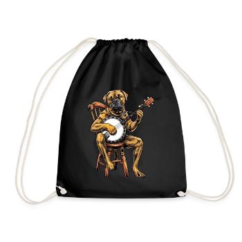 Mastiff Dog Bluegrass Banjo Player - Drawstring Bag - black - Front