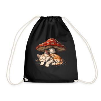 Cottagecore Esthétique Dormir Chat Tigré Champignon - Sac de sport léger - noir - Devant