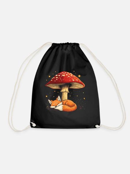 Cottagecore Aesthetic Schlaffuchs Pilz Witchy - Turnbeutel - Schwarz