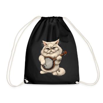 Chat persan Joueur de banjo bluegrass - Sac de sport léger - noir - Devant