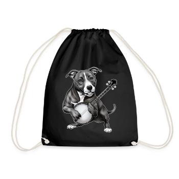 Pitbull Pittie Dog Joueur de banjo bluegrass - Sac de sport léger - noir - Devant