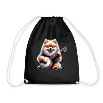 Chien de Poméranie Joueur de Banjo Bluegrass - Sac de sport léger - noir - Devant