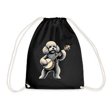 Pudelhund Bluegrass Banjo Spieler - Turnbeutel - Schwarz - Vorne