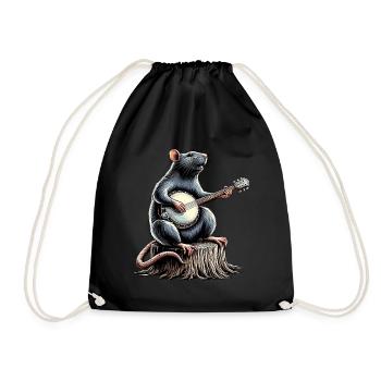 Rat Mouse Joueur de banjo bluegrass - Sac de sport léger - noir - Devant