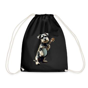 Schnauzer Chien Joueur de Banjo Bluegrass - Sac de sport léger - noir - Devant