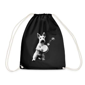 Scottish Terrier Chien Joueur de Banjo Bluegrass - Sac de sport léger - noir - Devant