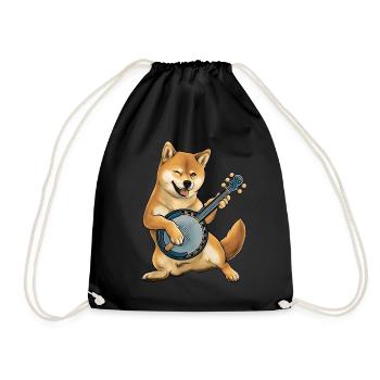 Shiba Inu Chien Joueur de Banjo Bluegrass - Sac de sport léger - noir - Devant