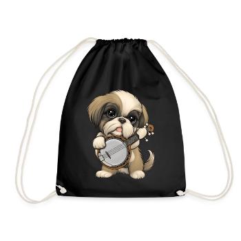 Shih Tzu Chien Joueur de Banjo Bluegrass - Sac de sport léger - noir - Devant
