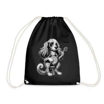 Springer Spaniel Chien Joueur de banjo Bluegrass - Sac de sport léger - noir - Devant