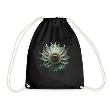 Weirdcore Ästhetische Blume Menschlicher Augapfel - Turnbeutel - Schwarz - Vorne