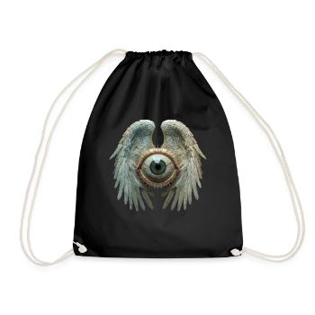 Weirdcore Aesthetic Human Eyeball Wings - Drawstring Bag - black - Front