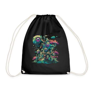 Weirdcore Aesthetic Eyes Eyeball Machines Drea - Drawstring Bag - black - Front