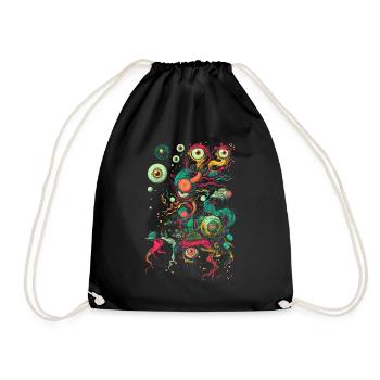 Weirdcore Aesthetic Eyes Eyeballs Branches Dreamcor - Drawstring Bag - black - Front