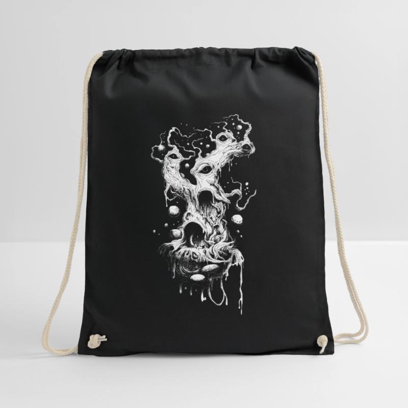 Weirdcore Aesthetics White Branches Eyes Dreamcore Green Drawstring Bag