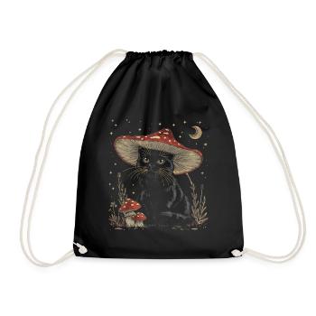 Cottagecore esthétique chat noir champignon chapeau wi - Sac de sport léger - noir - Devant