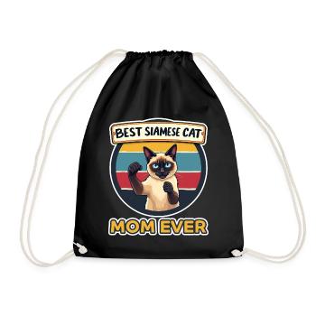 Siamkatze Spruch Siamkatze Mama Siamkatze Geschenk - Turnbeutel - Schwarz - Vorne