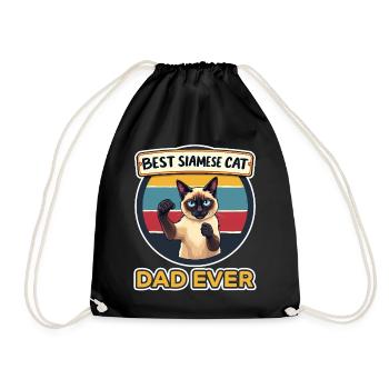 Siamkatze Spruch Siamkatze Papa Siamkatze Geschenk - Turnbeutel - Schwarz - Vorne