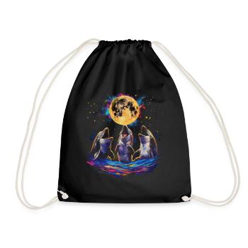 Dauphin Océan Animal Lune Hurlante - Sac de sport léger - noir - Devant