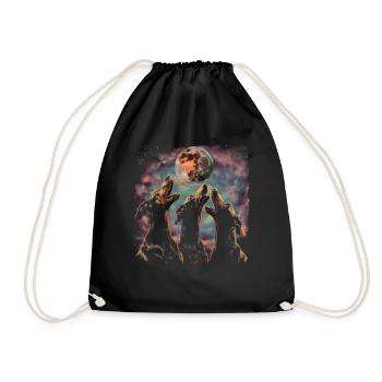 Doberman Dog Howling Moon - Drawstring Bag - black - Front