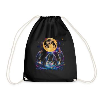 Dauphin Océan Animal Lune Hurlante - Sac de sport léger - noir - Devant