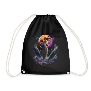 Dauphin Océan Animal Lune Hurlante - Sac de sport léger - noir - Devant