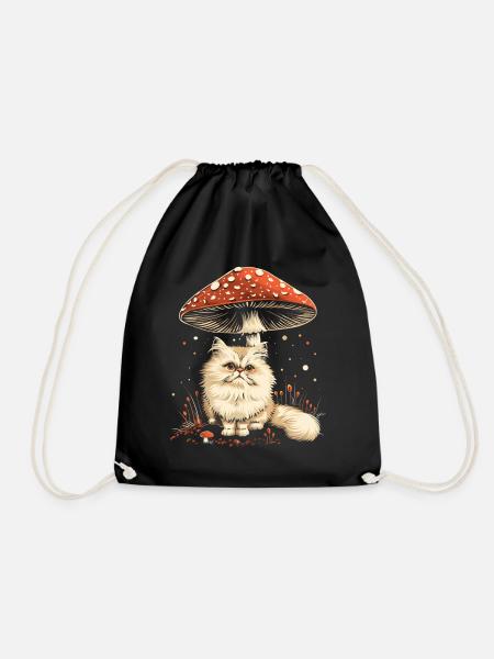 Cottagecore Esthétique Chat Persan Champignon Witchy Fl - Sac de sport léger - noir