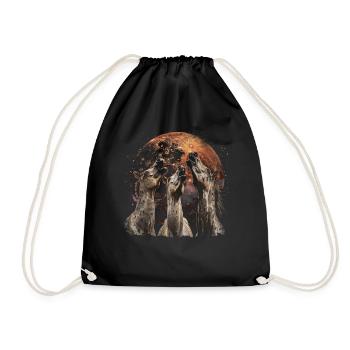 Appaloosa Horse Howling Moon - Drawstring Bag - black - Front