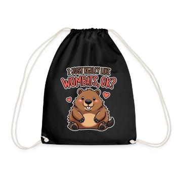 Wombat Spruch Australien Lustiges Wombats Geschenk - Turnbeutel - Schwarz - Vorne