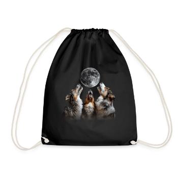 Australian Shepherd Dog Heulender Mond - Turnbeutel - Schwarz - Vorne