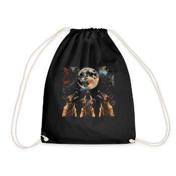 Belgian Malinois Dog Howling Moon - Drawstring Bag - black - Front