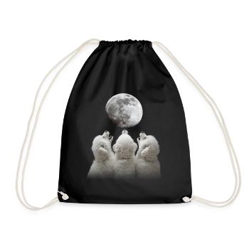 Bichon Frise Dog Howling Moon - Drawstring Bag - black - Front