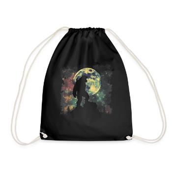 Bigfoot Sasquatch Yeti Howling Moon - Drawstring Bag - black - Front