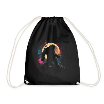 Bigfoot Sasquatch Yeti Howling Moon - Drawstring Bag - black - Front