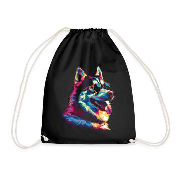 Lunettes de soleil chien Husky Sibérien Popart - Sac de sport léger - noir - Devant