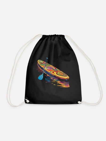 SUP Stand Up Paddling Paddle Board Popart - Turnbeutel - Schwarz