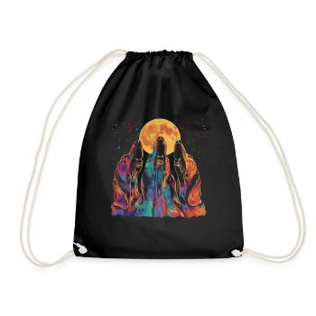 Bloodhound Dog Howling Moon - Drawstring Bag - black - Front