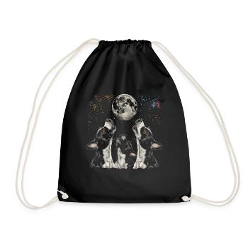Boston Terrier Hund Heulender Mond - Turnbeutel - Schwarz - Vorne