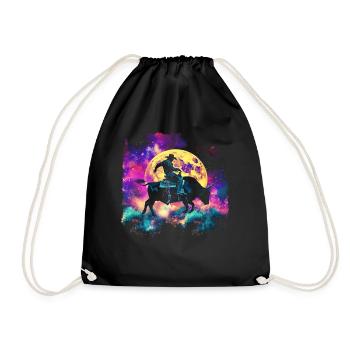 Bullrider Bull Riding Cowboy Howling Moon - Drawstring Bag - black - Front