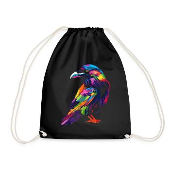 Raven Crow Bird Popart - Drawstring Bag - black - Front