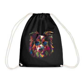 Shetland Sheepdogs Dog Sunglasses Popart - Drawstring Bag - black - Front