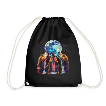 Beagle Dog Howling Moon - Drawstring Bag - black - Front