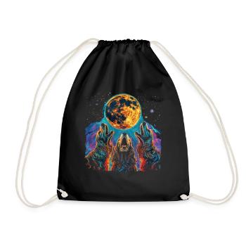 Cocker Spaniel Dog Howling Moon - Drawstring Bag - black - Front