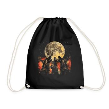 German Shepherd Howling Moon - Drawstring Bag - black - Front