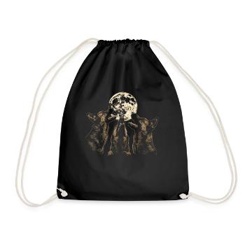 German Shepherd Howling Moon - Drawstring Bag - black - Front