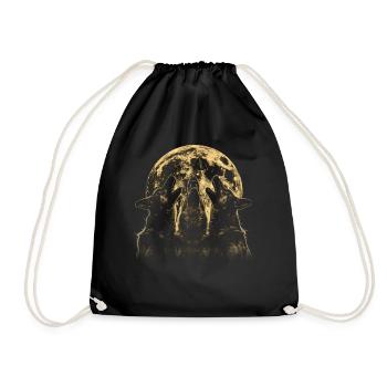 German Shepherd Howling Moon - Drawstring Bag - black - Front